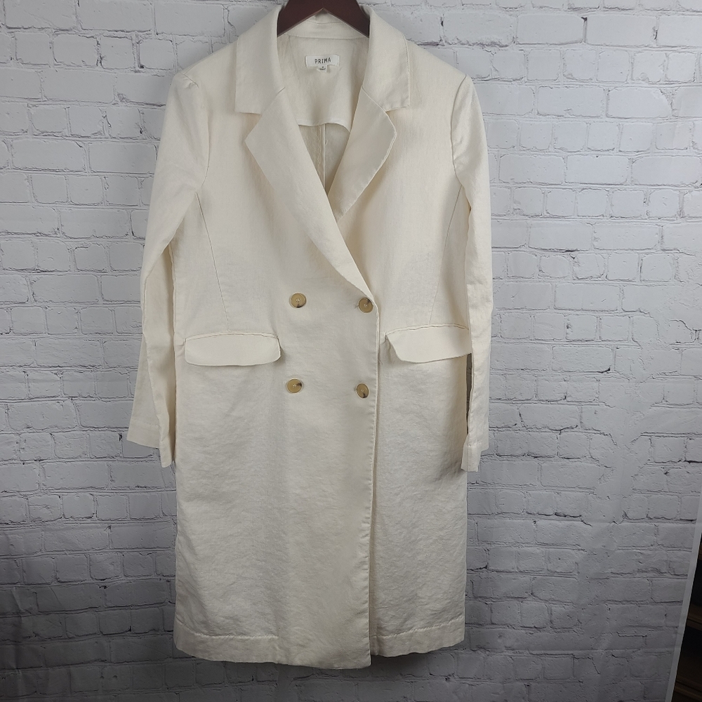 Prima Linen Jacket Coat. Cream sz M